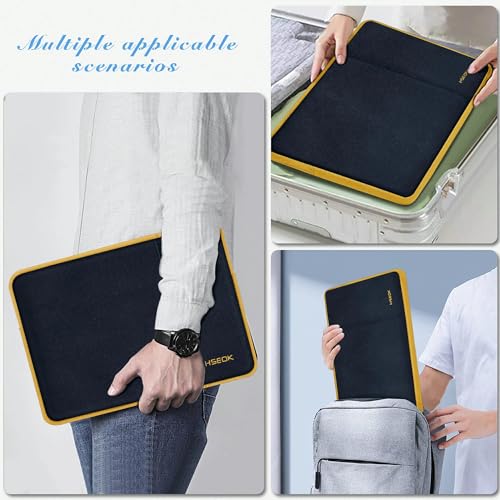 Hseok Laptop Case 13.3 14 inch Sleeve with Additional Case Compatible with MacBook Pro/Neo 14 inch M5/M4/M3/M2/M1 All Model of 13.3 Inch Mac Air/Pro, XPS 13 14 and More 13.3"-14" Notebooks,Bk-Yellow - color: Black-yellow