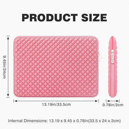 RAINYEAR 13 Inch Laptop Sleeve Shockproof Diamond Foam Padded Case, Pink | Protective Soft Fluffy Lining Case for 14'' MacBook Pro/Max 13.3" MacBook Air/Pro M1 M2 M3 M4 M5 13.3" PC Notebook Chromebook - color: Pink, size: 13"-13.3"