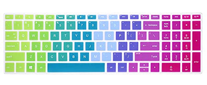 English Silicone Keyboard Cover for HP Envy x360 15.6''Series /2020 2019 Pavilion 15/Pavilion x360 15.6" Series/Envy 17 17.3" Series/Laptop 15t 17t 17-ca0011nr 17-by0040nr,Rainbow - color: Rainbow