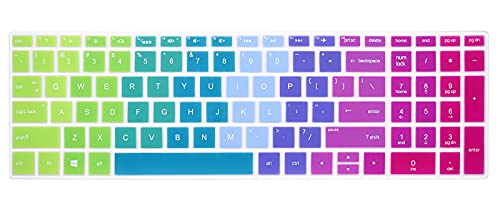 English Silicone Keyboard Cover for HP Envy x360 15.6''Series /2020 2019 Pavilion 15/Pavilion x360 15.6" Series/Envy 17 17.3" Series/Laptop 15t 17t 17-ca0011nr 17-by0040nr,Rainbow - color: Rainbow