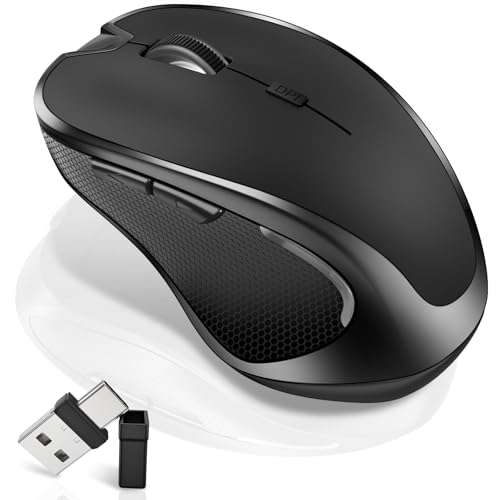 Mouse for MacBook Wireless Bluetooth Mouse Laptop MacBook Air Mac Pro Rechargeable Silent PC iPad Optical Mouse with Jiggler Dual Mode Switch Bluetooth 5.2/3.0 and 2.4GHz USB Type-C Receiver Black - color: 1.Bluetooth Wireless Mouse (Black)