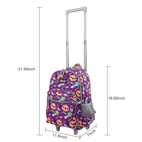 Tilami Rolling Backpack 18 inch Double Handle with Lunch Bag Wheeled Kids Backpack, Pumpkin Purple - color: Pumpkin