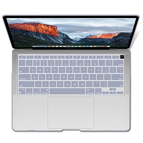 IBENZER Compatible with New MacBook Air 13 inch Case 2022 2021 2020 M1 A2337 A2179 A1932, Plastic Hard Shell Case with Keyboard Cover for Mac Retina Display with Touch ID, Lavender Gray, AT13LVGY+1 - color: Lavender Gray