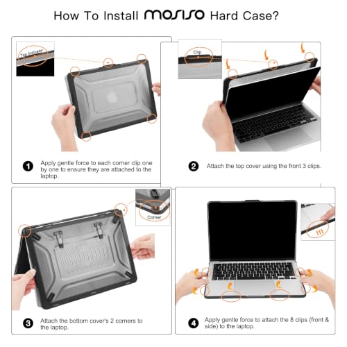 MOSISO Compatible with MacBook Air 13 inch Case M5 M4 M3 M2, Black | 2 in 1 Kit Honeycomb Shock Resistant Hard Case with Foldable Kickstand for MacBook Air 13.6 2026-2022 A3449 A3240 A3113 A2681 - color: Black