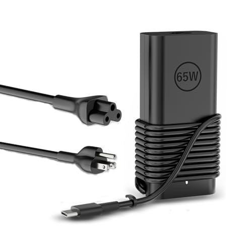 New Slim 65w USB-C AC Laptop Charger Fit for Dell Laptops Latitude 5420 5440 5520 7285 7490 7410 7420 5290 2in1 Xps 12 13 9360 9550 Inspiron 14 16 7620 Chromebook 3100 Power Supply Adapter