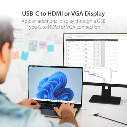 j5create USB-C to HDMI/VGA Adapter - Support 4K60Hz HDMI or 1080p VGA, Mirror and Extended Mode - Compatible with iPad Pro, MacBook, Surface Laptop and Thunderbolt 3/4 (JCA174)