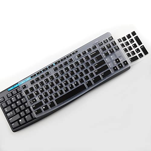 Keyboard Cover Skin Protector Fit Logitech MK275 MK270 Keyboard, Logitech K200 K260 K270 MK200 MK260 Ultra Thin Desktop PC Silicone Keyboard Cover-Black - color: Black