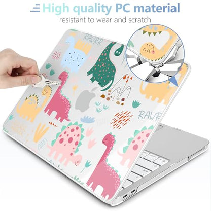 MEEgoodo 4-in-1 Printed Case for MacBook Neo 13 inch 2026 Release Model A3404, Laptop Hard Shell Cases with Keyboard Skin & Screen Protector & Webcam Covers, Cute Dinosaurs - color: Cute Dinosaurs