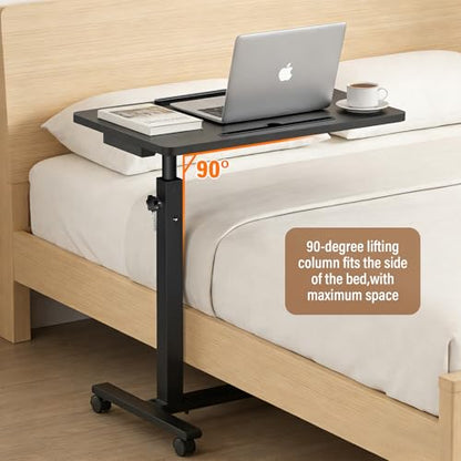 Eocnrhe Adjustable Overbed Bedside Table, Hospital Bed Table with Wheels, Portable Rolling Desk, Mobile Small Standing Desk, Rolling Laptop Stand, Computer Cart - size: 29.92inch