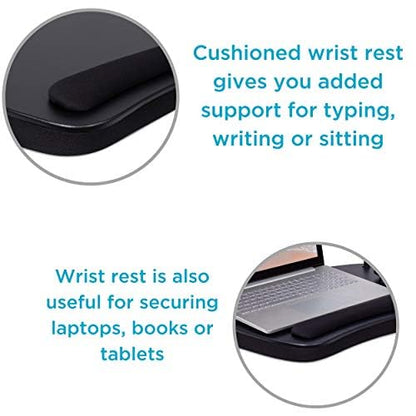 BIRDROCK HOME Oversized Lap Desk with Memory Foam Cushion - Portable w/USB Light & Wrist Rest, Ideal for Work from Home, Students & Gaming, Ergonomic Design for Comfort - Matte Black