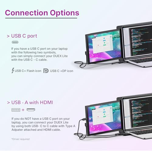 Duex Plus DS New Mobile Pixels Portable Monitor for Laptops(2026 Upgraded) | 13.3" Full HD IPS Laptop Screen Extender, USB C/HDMI Powered Plug and Play, Windows/Mac/Android/Switch Compatible - size: 13.3-inch
