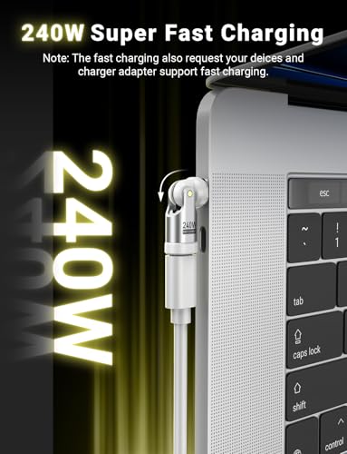 A.S 240W USB C Magnetic Adapter (3Pack), Gen3 USB C 90 Degree Adapter/C Right Angle Adapter/180 Degree USBC Adapters/USBC to USBC Adapters for Phone 16/15, Ma-Book Pro/Pad Series, Samsung (White) - color: White