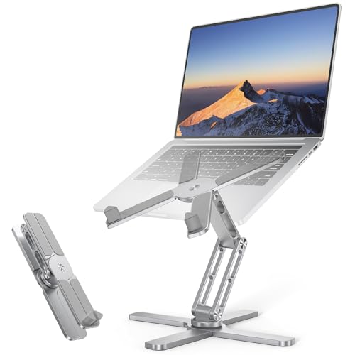 TECKNET Laptop Stand,360°Rotating Base,Adjustable Ergonomic Design | 100% Aluminium,adjustable height and angle,foldable desk stand,fits up to 17 inch laptops,compatible with MacBook Pro