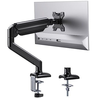 ErGear Single Monitor Arm for 13-36 Inch Screens, 22 lbs Capacity | Full-motion adjustment, C-clamp or grommet mounting, cable clips, 22 lbs support, ultrawide setup, VESA 75x75/100x100mm - size: 13"-36", style: Single Arm