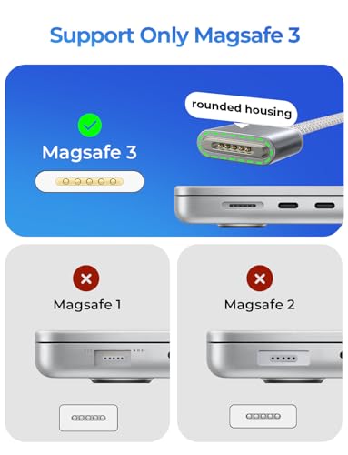 LISEN MacBook Charger USB-C to Magnetic 3 Cable (6.6FT) for M4/M3/M2 MacBook Pro Air M5 Charger, 140W Magnetic Safe 3 Cable Computer Laptop Cord for Pro (16"/14" 2026-2021) Air (15''/13'' 2026-2022) | for M5/M4/M3/M2 MacBook Air Pro M5 Charger MacBook Pro
