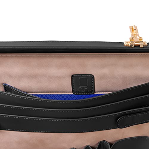 McKlein COUGHLIN, Leather 4.5" Expandable Laptop/Computer & Tablet Business Briefcase Attaché Bag, Men Women Laptop Briefcase, Laptop Compartment bag, Tablet Pocket bag, Business Bags, Travel Cases - color: Black