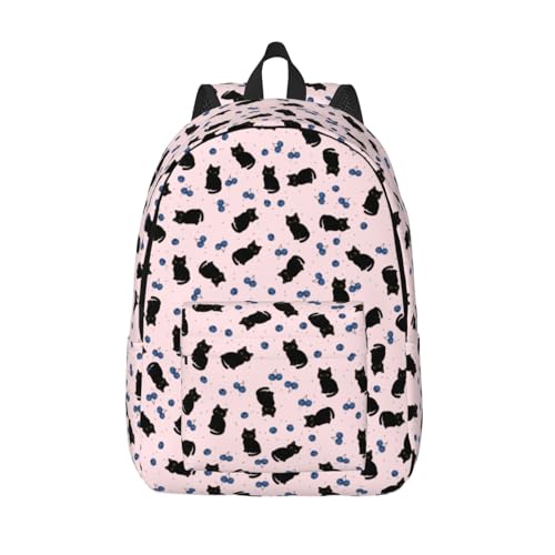Laptop Backpack For Women - Durable Lightweight Laptop Backpack With 1 Main Compartment，Waterproof Casual Daypack Travel Backpack For Men - color: Blueberry Cat, size: 15.7inch