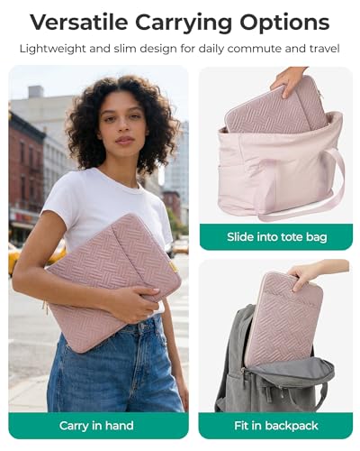 BAGSMART Laptop Sleeve Bag Compatible with MacBook Air/Pro, 13-13.3 inch Notebook, Compatible with MacBook Pro 14 Inch, MacBook Air M2 Sleeve 13 Inch, Repellent Protective Case with Pocket, Pink - color: Baby Pink, size: 13-13.3 Inch