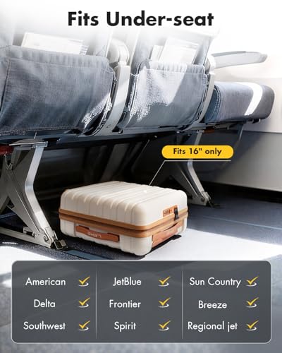 Lekesky 16 Inch Underseat Carry On Luggage Airline Approved, D-Beige-Brown | Durable ABS, Small Underseat Carry-on Luggage with TSA Lock Spinner Wheels, Personal Item Luggage Removable Wheels for Travel - color: D-Beige-Brown, size: 16 Inch