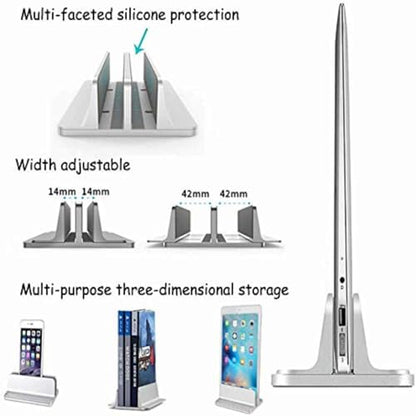 Universal Laptop Vertical Stand, Dual Desktop Adjustable Notebook Stand (up to 17.3 inches) for Samsung/HP/Dell/Chrome Book laptops (Silver) - color: Silver1