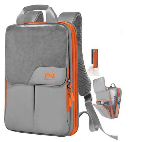 Slim & Expandable Laptop Backpack 15.6 16 17 inch Travel Business Backpack Water-Resistant Daypack for Men and Women，Gray orange - color: G01og01