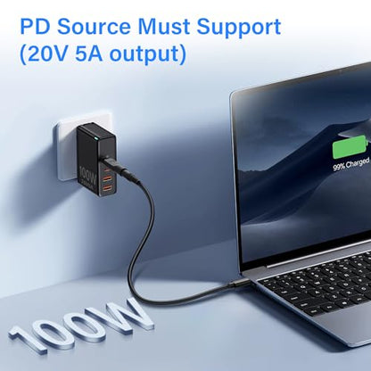 USB C Male to DC Female Power Adapter Type-C to DC 5.5 x 2.1mm Female Converter Work with 20V/100W+ Type-C PD Source（2-Pack）