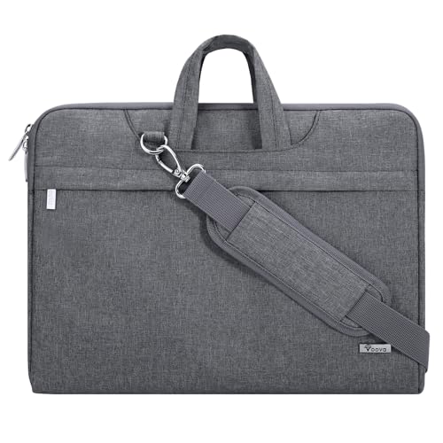 Voova Laptop Case 13 14 15 16 17 Inch with Shoulder Strap, Waterproof Laptop Bag Sleeve Slim Briefcase - color: Grey, size: 15-16 inch