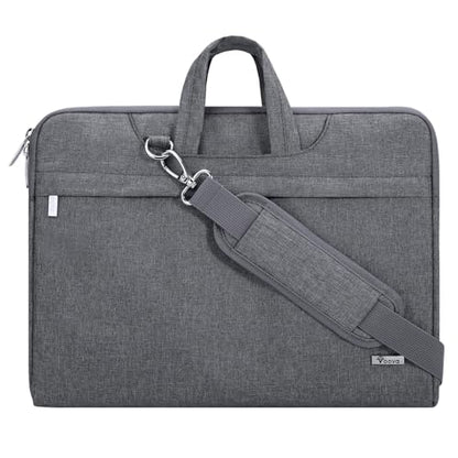 Voova Laptop Case 13 14 15 16 17 Inch with Shoulder Strap, Waterproof Laptop Bag Sleeve Slim Briefcase - color: Grey, size: 17-17.3 Inch