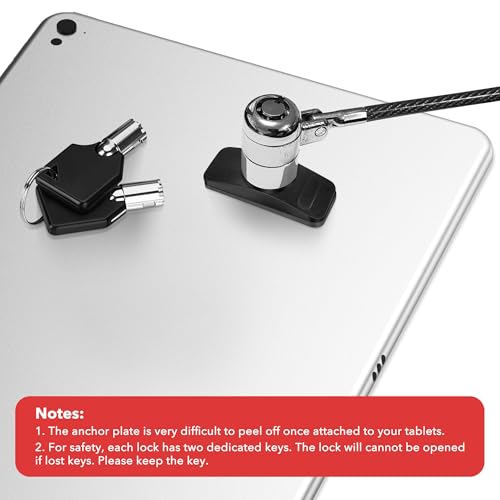 AboveTEK Laptop Lock, Tablet Lock Security Cable with Adhesive Anchors, 3-in-1 Universal Laptop Cable Lock, Professional Laptop Security Lock with 2 Keys