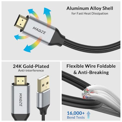 HDMI to USB C Cable 4K@60Hz 0.75ft, Unidirectional Adapter for AR Glasses | Male to Female, Compatible with Xreal Air/Rokid AR/Rayneo, PS5/Xbox/Steam Deck,Portable Monitor Touch, Gold-Plated Connectors