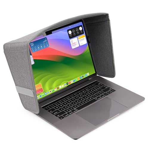 Laptop Sun Shade for Outdoor Work, Lightweight Computer Privacy Hood & Glare Shield, Foldable Shield Cover, Compatible with Most 15-16" Laptops (Gray, L) - color: Gray, size: L (Most 15-16" laptop)