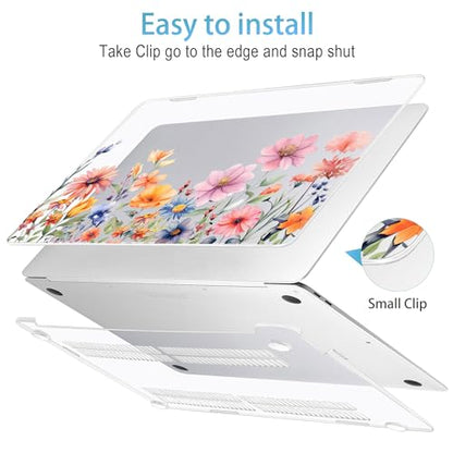 Mektron for MacBook Air 13 inch Case 2021-2018 Release A2337 M1 A2179 A1932, Plastic Hard Shell Case Only Compatible with MacBook Air 13 inch Retina Fits Touch ID, Floral P165 - color: Floral P165
