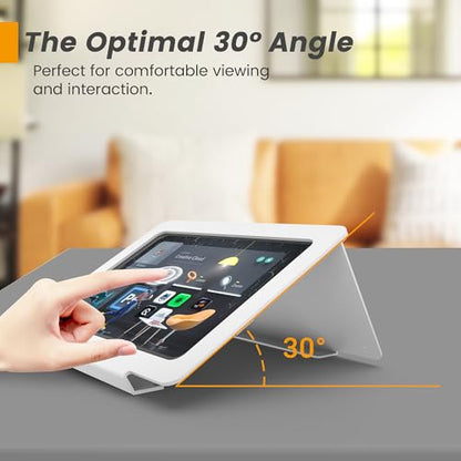 Tablet Desk Stand, All Metal 30° Ergonomic with Security Cable Lock for Office, POS Counter, Reception - Compatible with iPad 10th(10.9"), Pro 11", Air 4/5, Air 11"(M2/M3/M4), iPad 11"(A16) - color: White