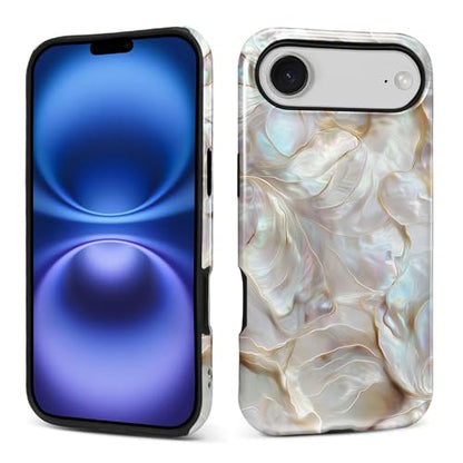 CARLOCA Case for iPhone 17 Air,White Gold Abalone Shell Design Hybrid Dual Protection Soft TPU Hard PC Shockproof Anti Scratch Men & Women Stylish Protective Phone Case - color: White Gold Abalone Shell, size: iPhone 17 Air