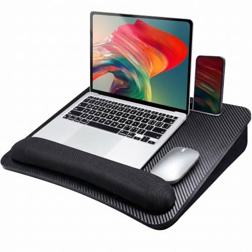 HUANUO Laptop Lap Desk - Portable Lap Desk with Pillow Cushion, Fits up to 15.6 inch Laptop, with Anti-Slip Strip & Storage Function for Home Office Students Use as Computer Laptop Stand- Black - color: Black, size: Medium