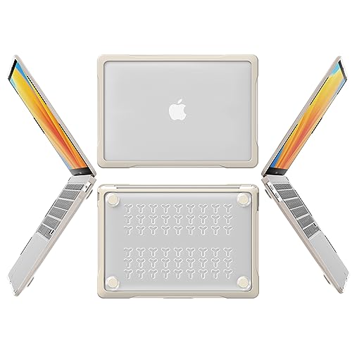 Batianda 4-in-1 Ultimate Case for MacBook Air 13 Inch 2018-2020, Khaki | Fits M1/Intel Models A2337/A2179/A1932, Lightweight Slim Design, Carbon Fiber Side Texture, Matte Translucent Hard Shell - color: Khaki