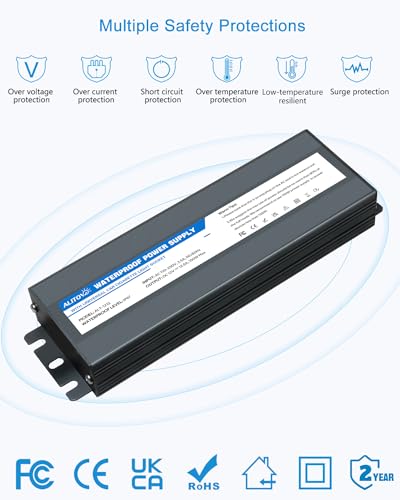 ALITOVE AC to DC Converter 110V to 12V 12.5A Cigarette Lighter Adapter | Waterproof AC to DC Adapter 150W，120V to 12 Volt Converter 12.5Amp 10A, for for Car Vacuum Fridge Inflator and Other Device - size: 12.5A 150W (IP67)