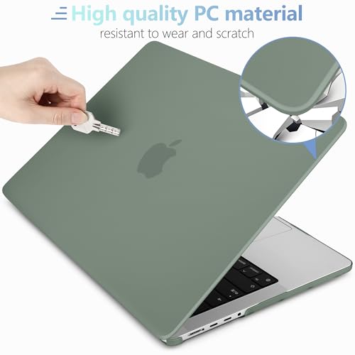 MEEgoodo for M5 MacBook Pro 16 inch Case 2026 2024 2023 2021 (Fit Model A3429/A3428/A3403/A3186/A2991/A2780/A2485) M5 M4 M3 M2 M1 Pro/Max, Laptop Case with Keyboard & Webcam Cover,Matte Midnight Green - color: Matte Midnight Green
