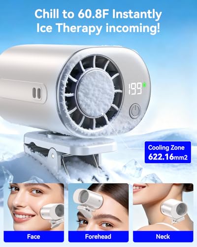 Clip-On Portable Fan with Ice Cooling, 20000 RPM Rechargeable Handheld Turbo Fan, 360° Rotating Detachable Clip, Mini Stroller Fan for Baby, Compact Travel Essentials, Summer Gifts for Women,White - color: White