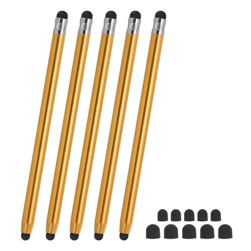 PATIKIL 5 Pcs Stylus Pens for Touch Screens, 2 in 1 High Sensitivity Universal Pen Capacitive Stylus for Phone Tablets Laptop Touch Screen Devices, Gold - color: Gold