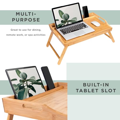 ROSSIE HOME Wood Bed Tray – Natural Bamboo, Fits 17.3” Laptops - color: Natural Bamboo, size: Extra Large