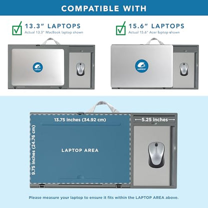 LAPGEAR Ergo Pro Lap Desk with 20 Adjustable Angles, Mouse Pad, and Phone Holder - Gray - Fits up to 15.6 Inch Laptops and Most Tablets - Style No. 49405 - color: Gray, size: Ergo Pro