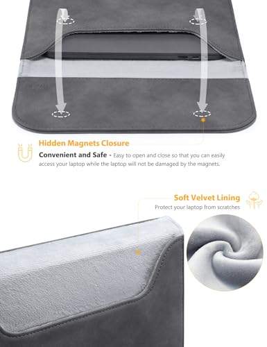 HYZUO 13.3-14 Inch Laptop Sleeve Case for MacBook Pro 14 M5/M4/M3/M2/M1 Pro/Max A3426 A3427 2026-2021, 13.3" MacBook Air/Pro, 13.5-13.8 Surface Laptop, HP Envy 13, Faux Suede Leather, Space Gray - color: Space Gray, size: 13.3-14 Inch