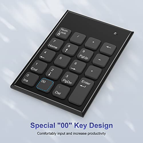 Wireless Number Pad and Mouse Combo 2.4G 19 Keys USB Wireless Numeric Keypad - 3 Adjustable Silent Mouse DPI 800/1200/1600, Number Keypad for Laptop/Notebook/Desktop/PC Computer, with USB Receiver