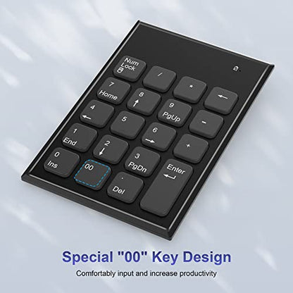 Wireless Number Pad and Mouse Combo 2.4G 19 Keys USB Wireless Numeric Keypad - 3 Adjustable Silent Mouse DPI 800/1200/1600, Number Keypad for Laptop/Notebook/Desktop/PC Computer, with USB Receiver