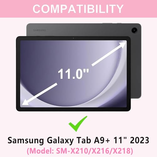 Keyboard Case for Galaxy Tab A9 Plus 5G 11 Inch 2023 (SM-X210/X216/X218), 7 Color Backlit Detachable Tablet Keyboard Cover with S Pen Holder for Samsung Galaxy Tab A9+ 11" (Pink) - color: Pink
