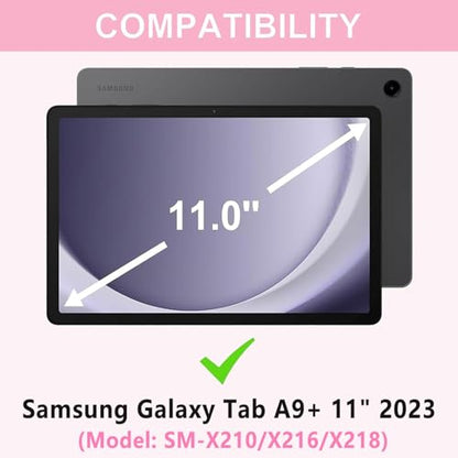 Keyboard Case for Galaxy Tab A9 Plus 5G 11 Inch 2023 (SM-X210/X216/X218), 7 Color Backlit Detachable Tablet Keyboard Cover with S Pen Holder for Samsung Galaxy Tab A9+ 11" (Pink) - color: Pink