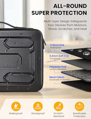 DOMISO Laptop Hard Case 14-14.4 inch Waterproof Shockproof Hard Shell Laptop Sleeve with Handle & Storage Pocket, Compatible with MacBook, HP, Dell, Black - color: Black, size: 14 inch