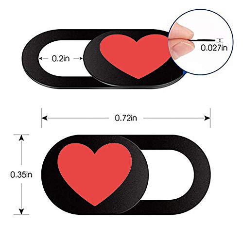 Webcam Cover Slide Ultra Thin Laptop Camera Privacy Protect Heart | 3 Pcs Cute love, Ultra thin camera cover fit for Cell phone desktop tablet PC, front camera blocks webcam to protect privacy - color: Heart Black
