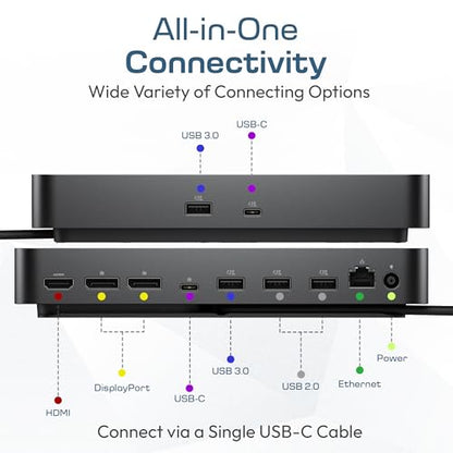 Dell Pro Dock WD25 USB-C Docking Station – 100W Power Delivery, Dual FHD or Single 4K Display Support, HDMI, DisplayPort, Ethernet – Boomph's Ultimate Performance Dock Solution for Your Workspace. - style: WD25